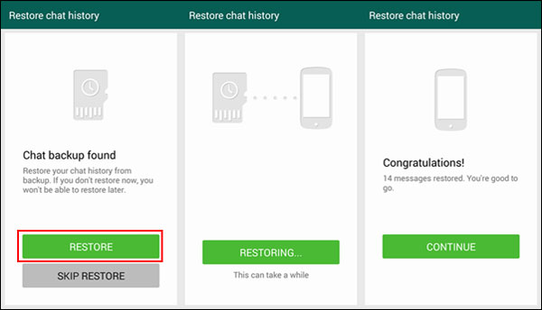 Здесь вы можете нажать « Восстановить», чтобы синхронизировать сообщения WhatsApp с iPhone на новый Samsung S9